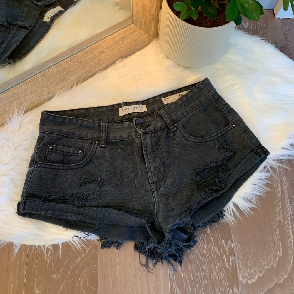 Black jean shorts